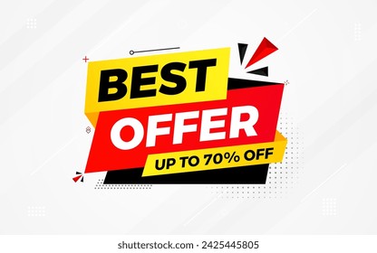 Best Offer sale banner vector template. Offer banner. Sale offer and discounts background, Offer Promotion marketing poster design for web and Social. Vector Illustration.