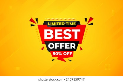 Best Offer sale banner vector template. Offer banner. Sale offer and discounts background, Offer Promotion marketing poster design for web and Social. Vector Illustration.