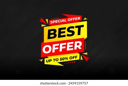 Best Offer sale banner vector template. Offer banner. Sale offer and discounts background, Offer Promotion marketing poster design for web and Social. Vector Illustration.