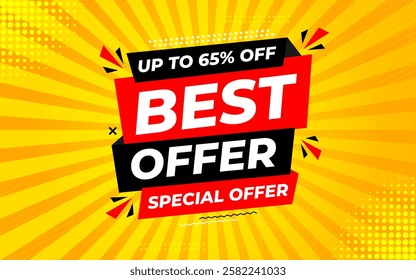 Best Offer sale banner vector template. Offer banner. Sale offer and discounts background, Offer Promotion marketing poster design for web and Social. Vector Illustration.
