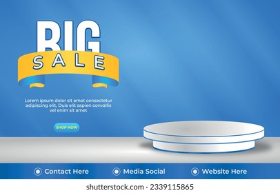 best offer sale discount template banner with podium 3d empty space for product sale with abstract gradient background design