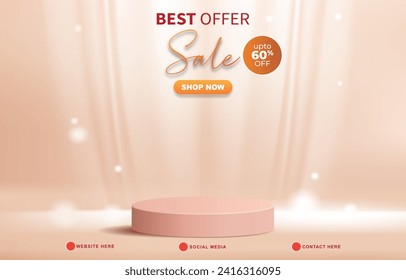 best offer sale discount template banner with blank space for product sale with abstract gradient pink background design