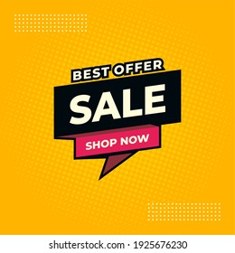 best offer sale yellow and black abstract sale banner, shop now