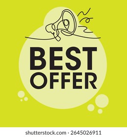 Best offer sign, label clip art flat design.