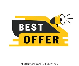 Best offer speech bubble icon flat style. Banner design for business, marketing. Vector label.
