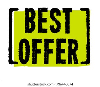 Best offer sticker. Authentic design graphic stamp. Original series