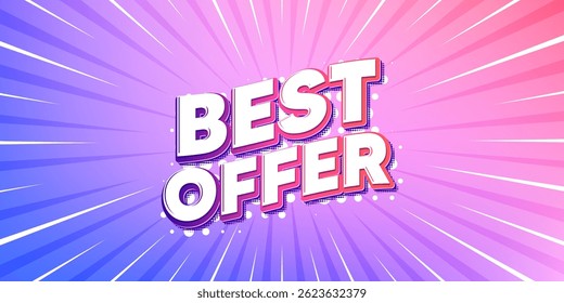 Best offer sun rays gradient banner. Light burst background. Best offer tag. Special price Sale sign. Advertising Discounts symbol. Gradient sun rays. Sunburst light. Vector