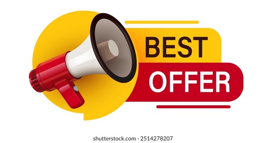 Best offer tag. Speech bubble with megaphone. Special promo sign. Sale promotion symbol. Vector illustration