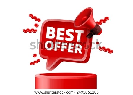 Best offer tag. Speech bubble with megaphone. Special promo sign. Sale promotion symbol. Vector illustration