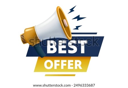 Best offer tag. Speech bubble with megaphone. Special promo sign. Sale promotion symbol. Vector illustration