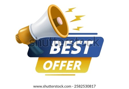 Best offer tag. Speech bubble with megaphone. Special promo sign. Sale promotion symbol. Vector illustration