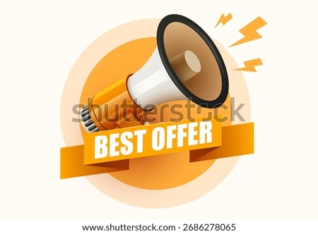 Best offer tag. Speech bubble with megaphone. Special promo sign. Sale promotion symbol. Vector illustration
