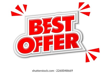 Best offer text effect template for flyer, web banner and store campaign. Vector on transparent background