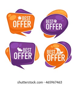 best offer, vector collection of bright halloween discount bubble tags, banners and stickers