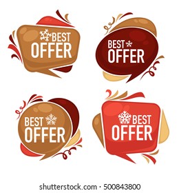 best offer, vector collection of bright discount bubble tags, banners and stickers