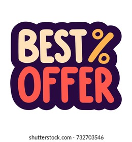 Best offer. Vector hand drawn label, badge, sticker illustration on white background.