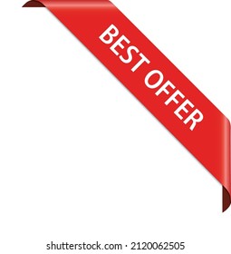 MEJOR OFFER - ilustración vectorial de la bandera de la esquina roja en fondo blanco