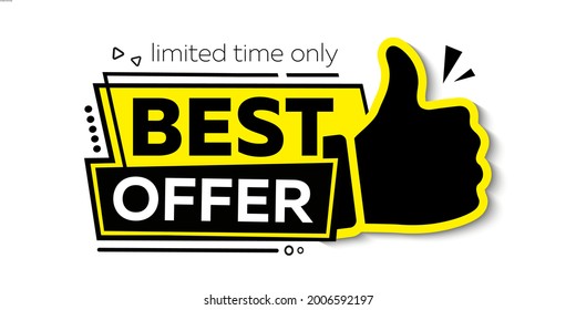 Best offer vector illustration with thumbs up isolated on white background.
