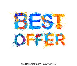 Best offer. Vector watercolor splash paint inscription