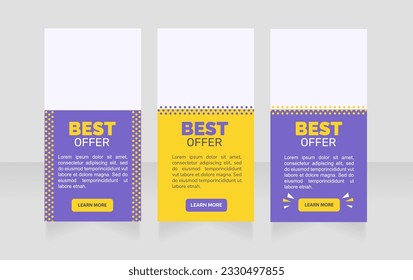 Best offer vertical web banner design template. Vector flyer with text space. Advertising placard with customized copyspace. Promotional printable poster for advertising. Graphic layout