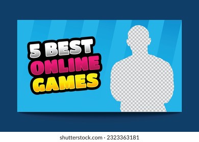 Best online games gaming thumbnail and web banner editable vector template