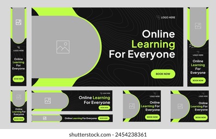 Best online learning platform web set banner design for social media post, education for everyone growth bundle banner design, editable vector eps 10 file format