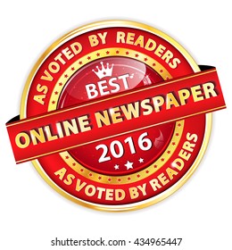 Best Online Newspaper 2016. As Voted By Readers - Award Prize / Ribbon For The Most Read Newspaper On Internet