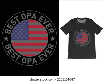 Bester Opa-je-T-Shirt-Vektor. Personalisierte Name Opa Shirt, American Flag Vintage T-Shirt, Geschenkidee für Opa am Vatertag, Geburtstagsgeschenk.