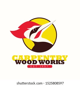 Best original logo designs inspiration and concept for wood, carpentry, construction and woodpecker - Vector