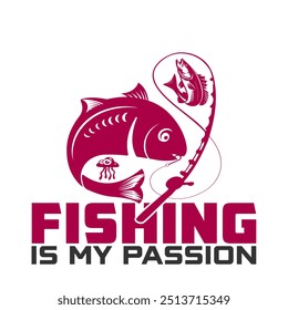 Best Outdoor Fishing Experience And Big Fish Hunting Adventure Vector Tshirt Design Illustration