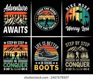 The best Outdoor Hiking t-shirt design bundle