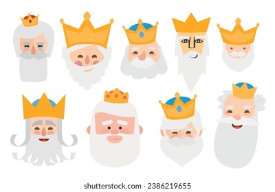 El mejor paquete de Melchor de los tres reyes de la cara de oriente aislado. 9 wisemen.