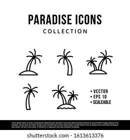 The best palm icon set design. Collection of high quality vector illustration in trendy line style with black color. Suitable for many purposes.