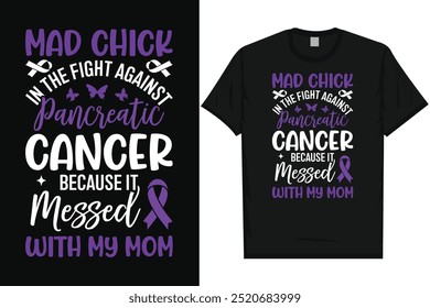 Best pancreatic cancer awareness fighting against pancreatic cancer stronger than cancer i wear purple for dad i wear purple mom typography graphics tshirt design