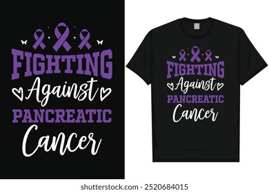 Best pancreatic cancer awareness fighting against pancreatic cancer stronger than cancer i wear purple for dad i wear purple mom typography graphics tshirt design