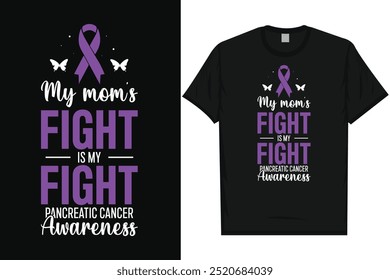 Best pancreatic cancer awareness fighting against pancreatic cancer stronger than cancer i wear purple for dad i wear purple mom typography graphics tshirt design