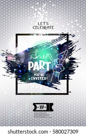 Best party invitation card with dabs and abstract background. Vector illustration