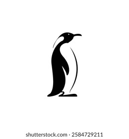 Best penguin silhouette vector art illustration.