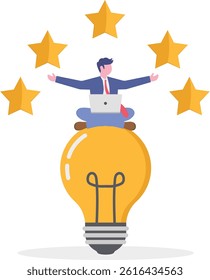 best performance estimate, a score of five points. people leave feedback and comments, successful work is the highest score. Vector illustration on a white background.

