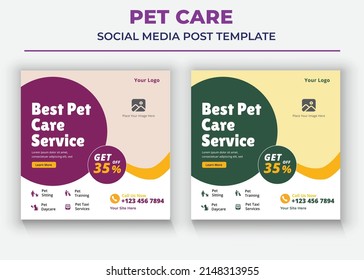 Best Pet Care service Social Media Post, Pet Sitting Social Media Post Template, Pet Walkers Poster