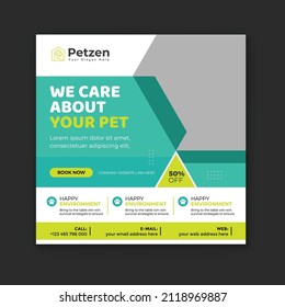 Best pet care service for your pet social media post and Instagram post template