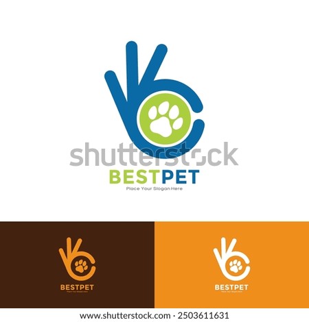 Best pet with hand symbol vector logo design. Suitable for business, pets care, animal