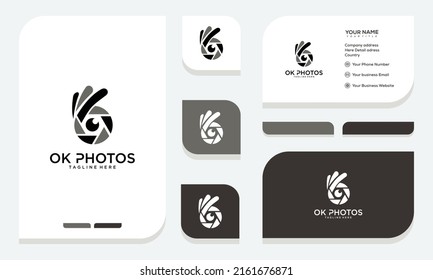 Best Photo Shoot Logo, OK Hand Gesture with Camera shutter. free business card