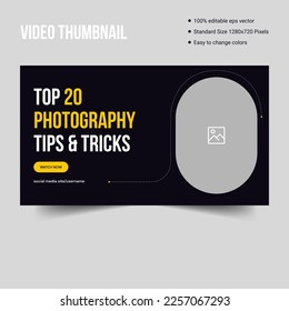 Best photography video thumbnail, cover banner template design