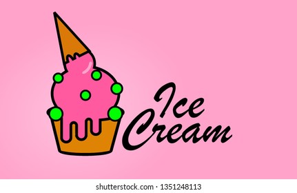 The best pink ice cream in a cup icon for the logo