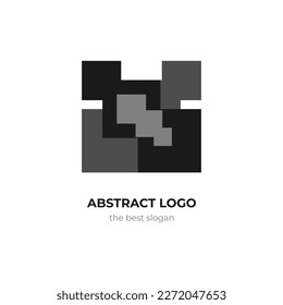 The best pixel cube box digital logo icon vector illustration in trendy modern black grayscale design style. Editable graphic resources for many purposes.