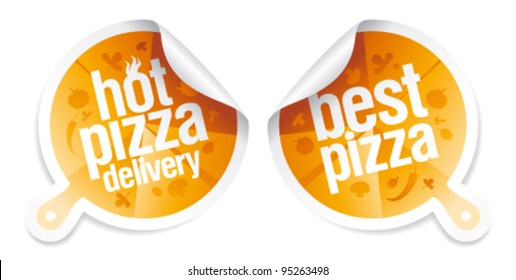 Best pizza, hot pizza delivery stickers.