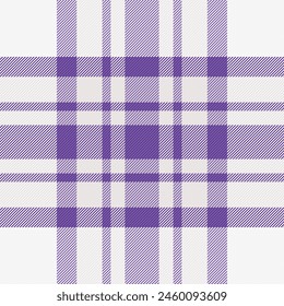 Best plaid seamless pattern, improvement texture tartan background. Nostalgia fabric textile vector check in white and violet color.