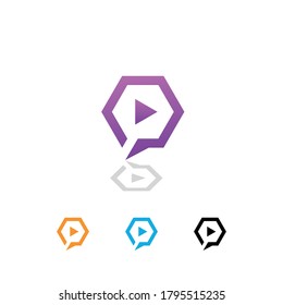 Best play media logo. Abstract vector video play icon. Stock illustration.