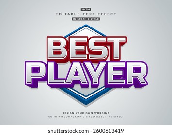 best player 3D Modern Text Effect with Realistic Depth, Smooth Glossy Finish, and a Futuristic Aesthetic